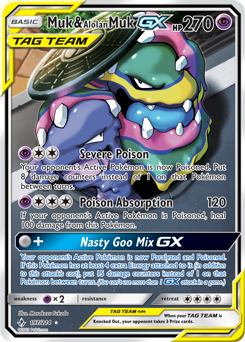 Full Art Pokémon Pokémon card Muk Alolan Muk GX 197/214 from Unbroken Bonds expansion
