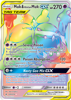 Carte Pokémon Secrète Rainbow GX Grotadmorv Grotadmorv d'Alola GX 220/214 de la série Alliance Infallible