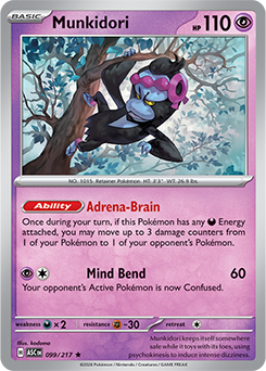 Rare Pokémon card Munkidori 99/217 from Ascended Heroes expansion