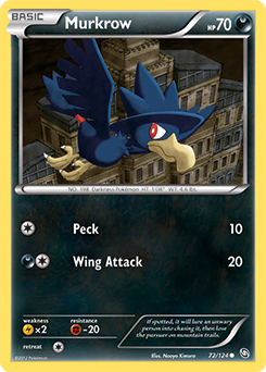 Common Pokémon card Murkrow 72/124 from Dragons Exalted expansion