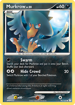 Common Pokémon card Murkrow 90/123 from Mysterious Treasures expansion