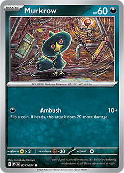 Common Pokémon card Murkrow 57/94 from Phantasmal Flames expansion