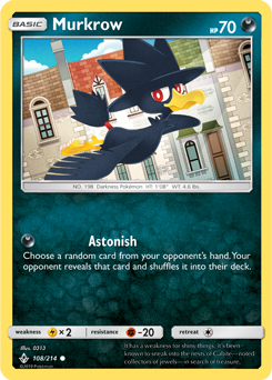 Common Pokémon card Murkrow 108/214 from Unbroken Bonds expansion