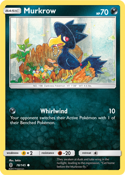 Common Pokémon card Murkrow 78/145 from Guardians Rising expansion