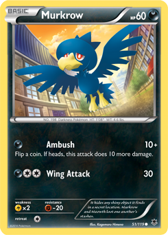 Common Pokémon card Murkrow 51/119 from Phantom Forces expansion