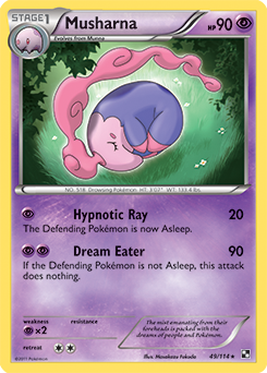 Rare Pokémon card Musharna 49/114 from Black & White expansion