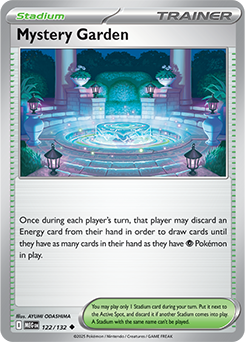 Uncommon Pokémon card Mystery Garden 122/132 from Mega Evolution expansion