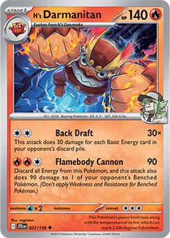 Uncommon Pokémon card N's Darmanitan 27/159 from Journey Together expansion
