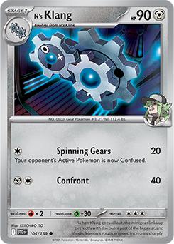 Common Pokémon card N's Klang 104/159 from Journey Together expansion