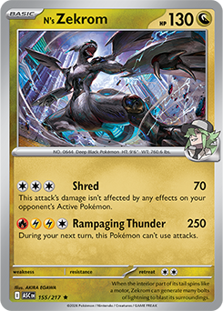 Carte Pokémon Rare Zekrom de N 155/217 de la série Héros Transcendants