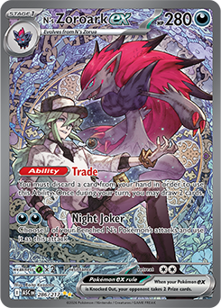 Carte Pokémon Illustration spéciale rare Zoroark ex de N 286/217 de la série Héros Transcendants