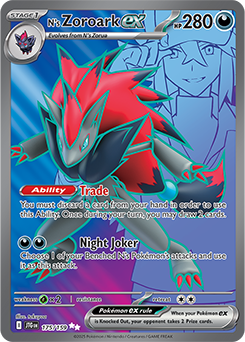 Ultra rare Pokémon card N's Zoroark ex 175/159 from Journey Together expansion