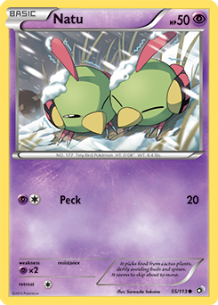 Common Pokémon card Natu 55/113 from Legendary Treasures expansion