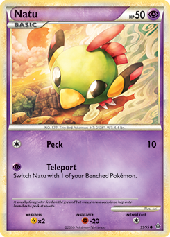 Common Pokémon card Natu 55/95 from Unleashed expansion