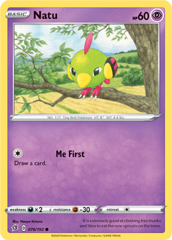 Common Pokémon card Natu 76/192 from Rebel Clash expansion