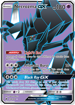 Full Art Pokémon Pokémon card Necrozma GX 134/147 from Burning Shadows expansion