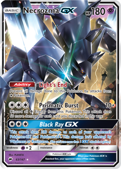 Pokémon GX Pokémon card Necrozma GX 63/147 from Burning Shadows expansion