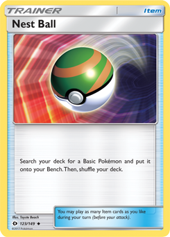 Uncommon Pokémon card Nest Ball 123/149 from Sun & Moon expansion