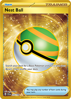 Hyper rare Pokémon card Nest Ball 255/198 from Scarlet & Violet expansion