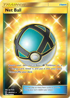 Secret Gold Pokémon card Net Ball 234/214 from Lost Thunder expansion