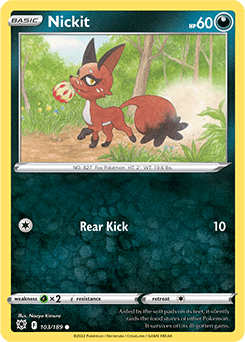 Common Pokémon card Nickit 103/189 from Astral Radiance expansion