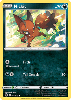 Common Pokémon card Nickit 046/073 from Champion s Path expansion