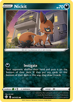 Nickit 047/072 Pokémon card from Shining Fates for sale at best price