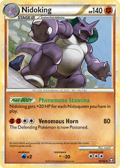 Rare holo Pokémon card Nidoking 6/102 from Triumphant expansion
