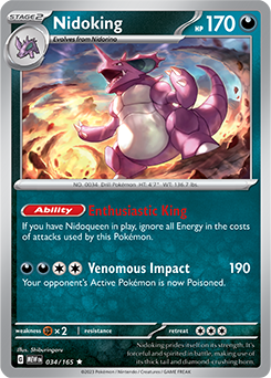 Rare Pokémon card Nidoking 34/165 from 151 expansion