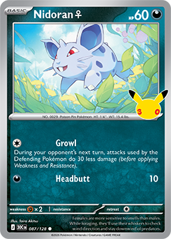 Common Pokémon card Nidoran? 087/128 from 30th Celebration expansion