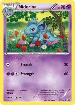 Uncommon Pokémon card Nidorina 67/160 from Primal Clash expansion