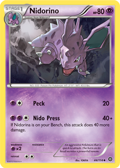 Uncommon Pokémon card Nidorino 44/114 from Steam Siege expansion