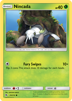 Common Pokémon card Nincada 29/214 from Lost Thunder expansion