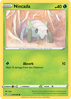Common Pokémon card Nincada 013/185 from Vivid Voltage expansion