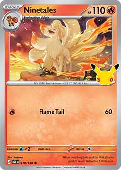 Common Pokémon card Ninetales 010/128 from 30th Celebration expansion