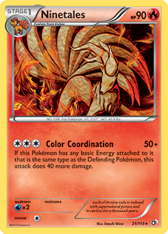 Carte Pokémon Rare Ninetales 21/113 de la série Legendary Treasures