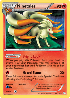 Rare holo Pokémon card Ninetales 19/124 from Dragons Exalted expansion
