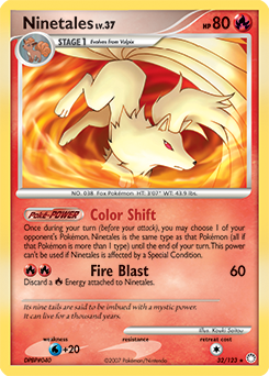 Rare Pokémon card Ninetales 32/123 from Mysterious Treasures expansion