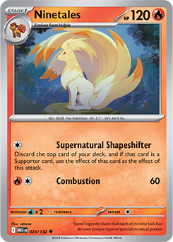 Uncommon Pokémon card Ninetales 20/132 from Mega Evolution expansion