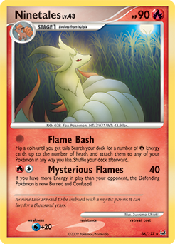 Rare Pokémon card Ninetales 36/127 from Platinuim expansion