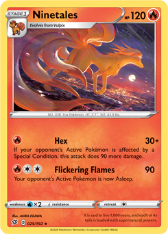 Rare Pokémon card Ninetales 25/192 from Rebel Clash expansion