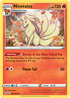 Uncommon Pokémon card Ninetales 31/264 from Fusion Strike expansion