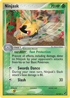Carte Pokémon Holographique Rare Ninjask 13/107 de la série Ex Deoxys