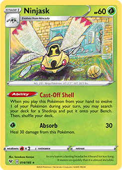 Rare Pokémon card Ninjask 014/185 from Vivid Voltage expansion