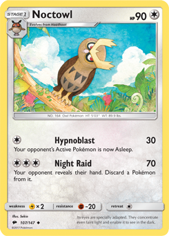 Noctowl 107/147 Pokémon card from Burning Shadows for sale at best price