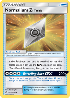 Normalium Z: Tackle 203/236 Pokémon card from Unified Minds for sale at best price