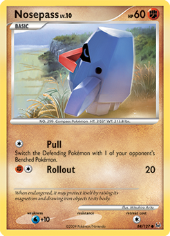 Common Pokémon card Nosepass 84/127 from Platinuim expansion