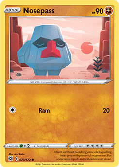 Common Pokémon card Nosepass 073/172 from Brilliant Stars expansion