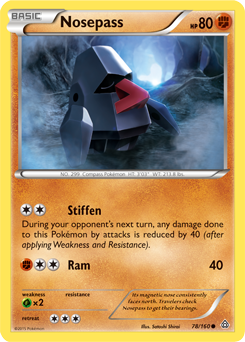Common Pokémon card Nosepass 78/160 from Primal Clash expansion