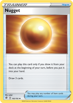 Uncommon Pokémon card Nugget 162/192 from Rebel Clash expansion
